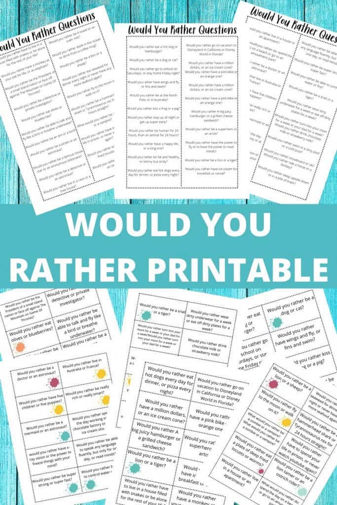 Would You Rather Game Questions for Kids + Printable
