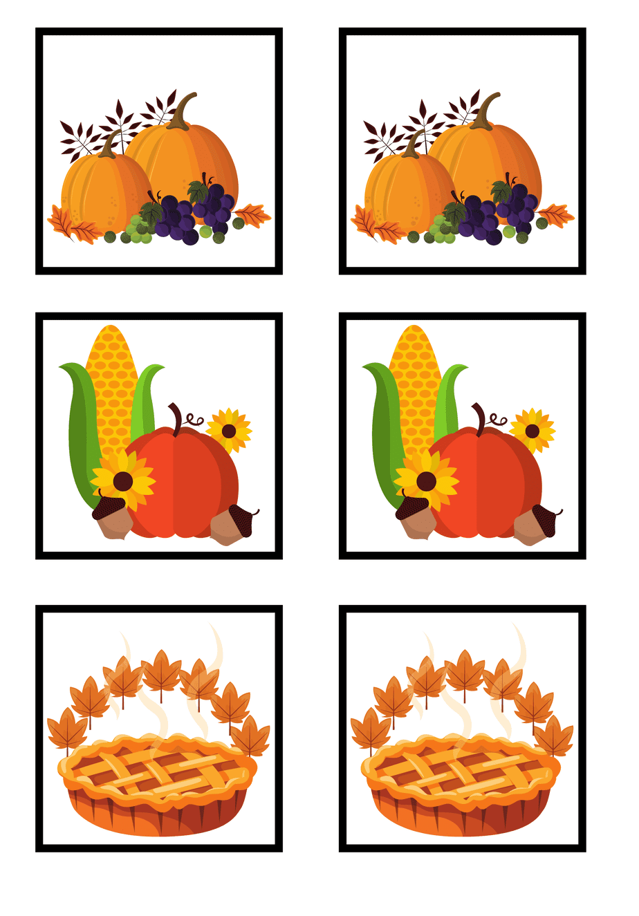 Thanksgiving Memory Cards