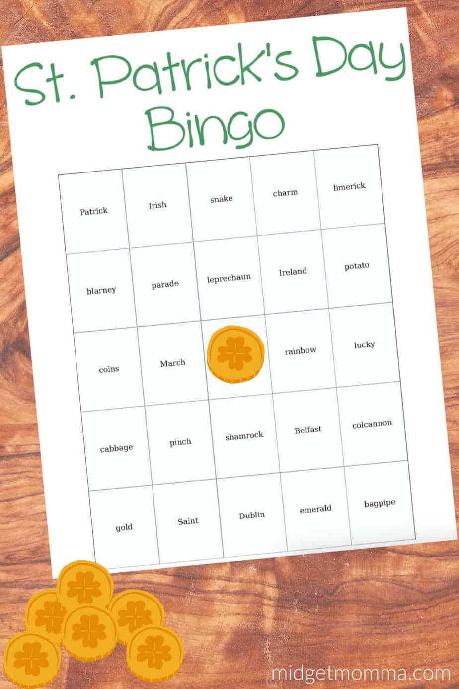 st. patricks day bingo game printable for kids