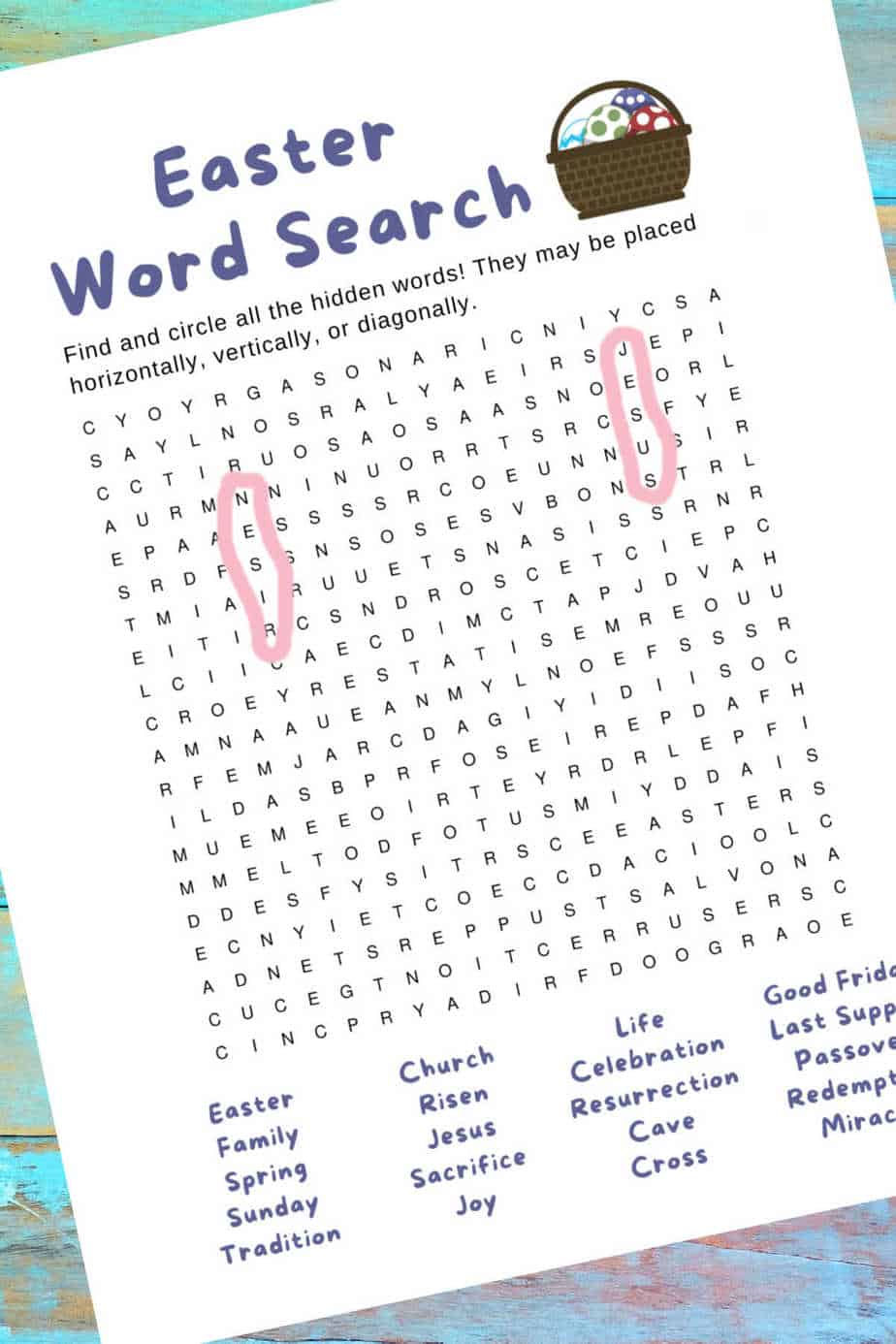 Religious Easter Word Search
