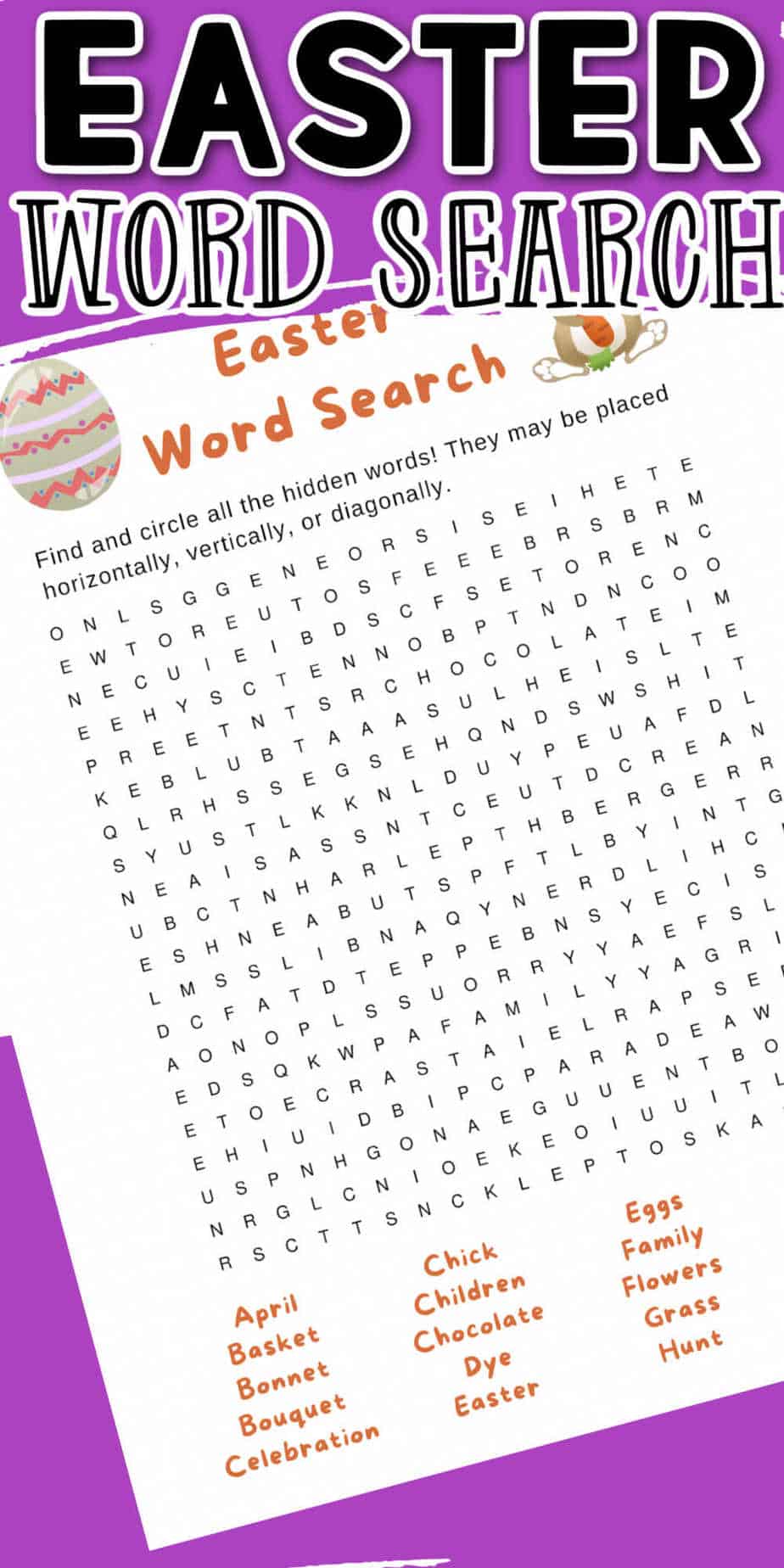 Easter Word Search Printable • The Best Kids Crafts and Activities