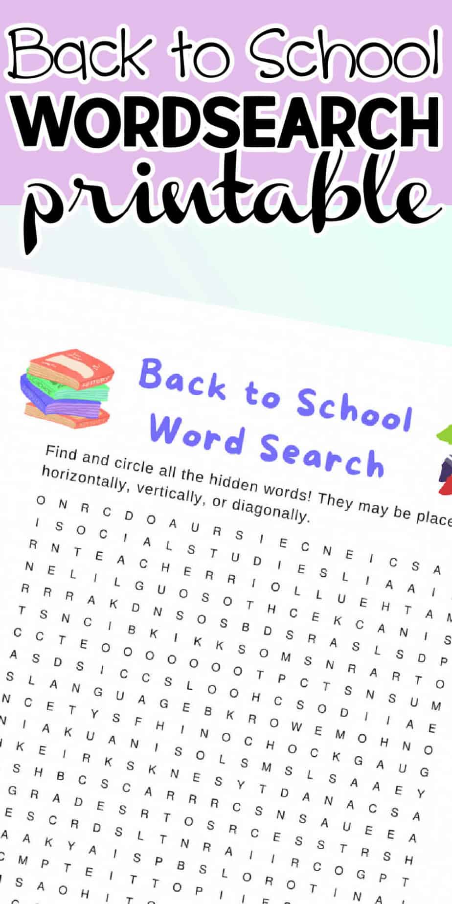 Back to School Word Search Printable