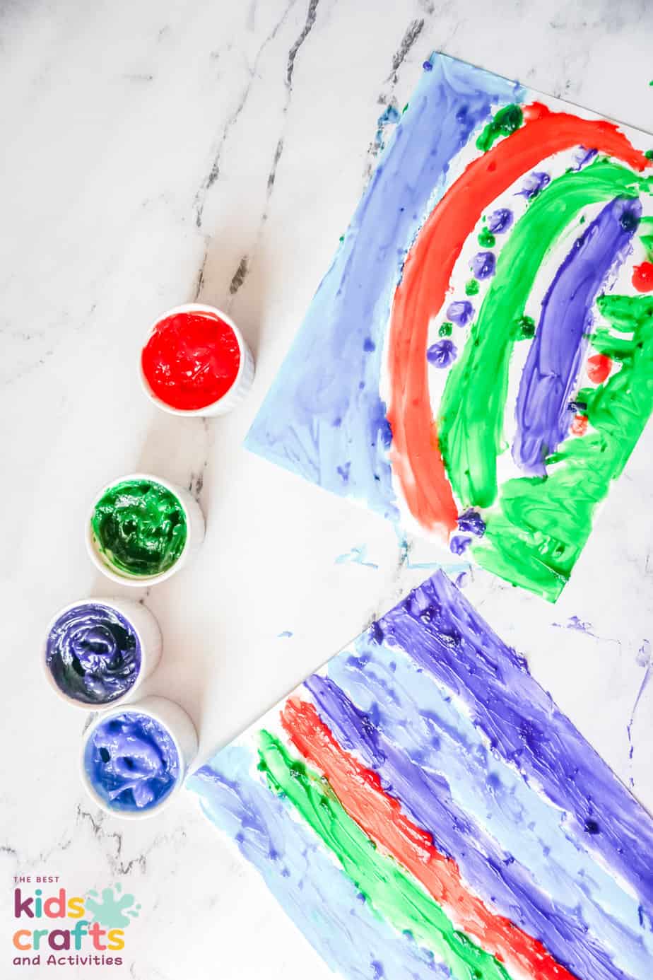 Paintings made with homemade finger paints