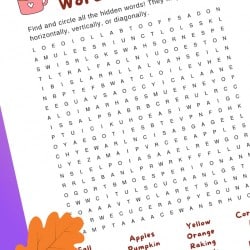 Fall themed Printable Word Search
