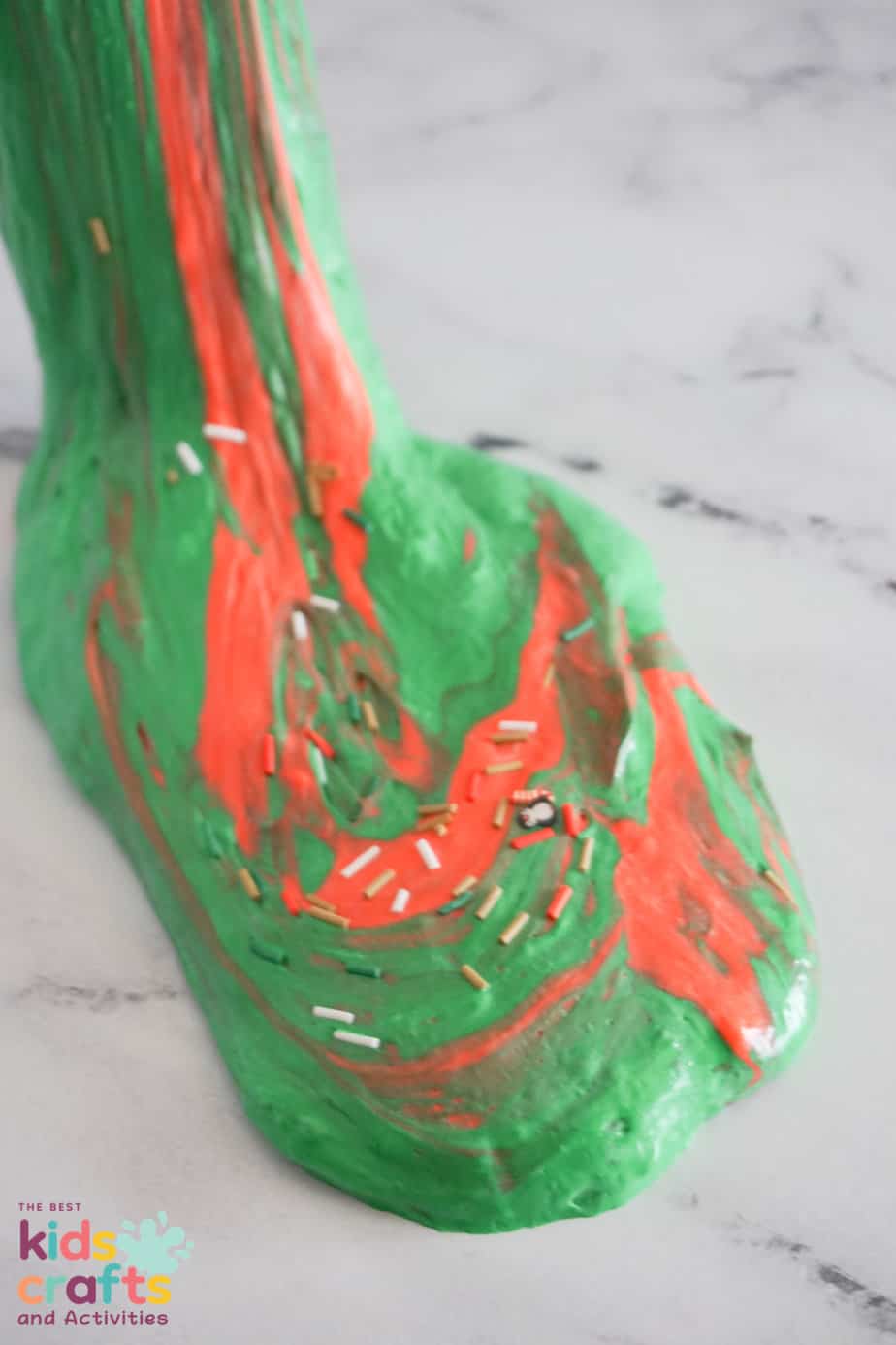 Green and Red Fluffy Christmas Slime Recipe