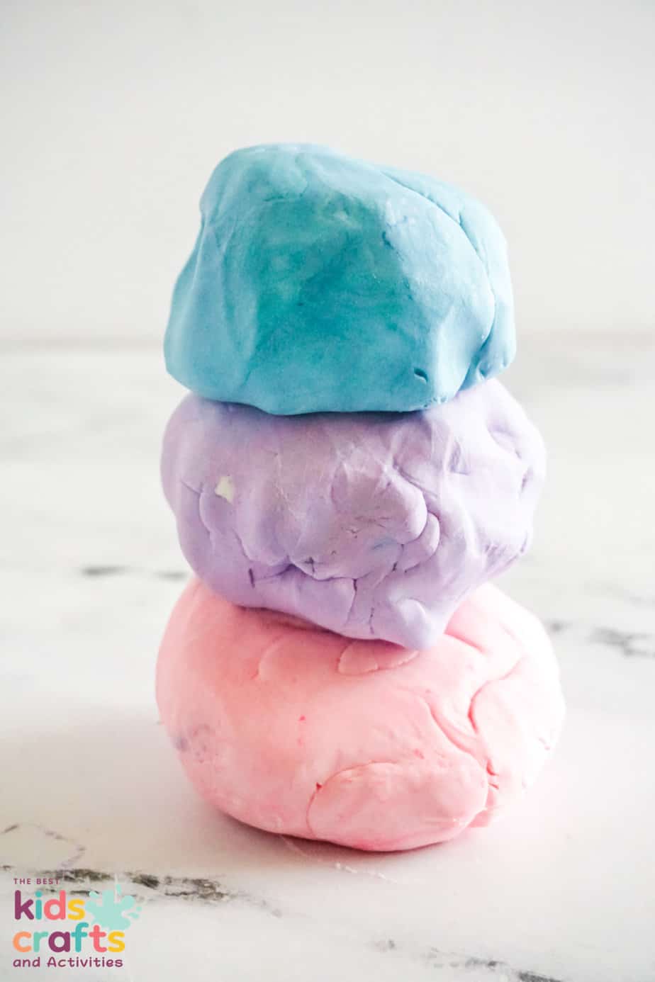 stack of colored cloud dough