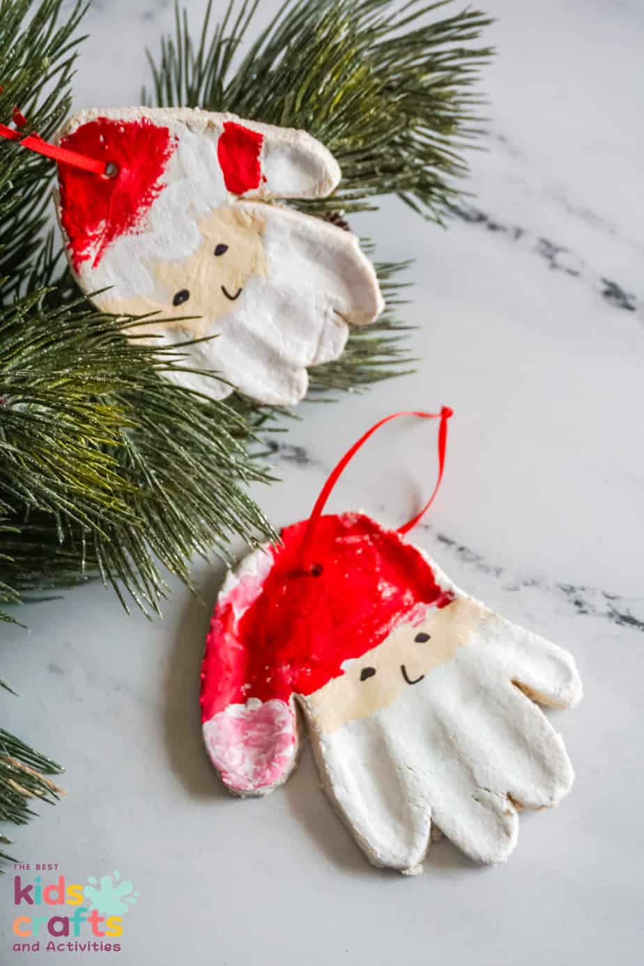 Santa handprint salt dough ornaments