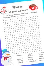 Winter Word Search Printable • The Best Kids Crafts and Activities