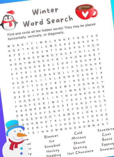 winter Printable Word Search