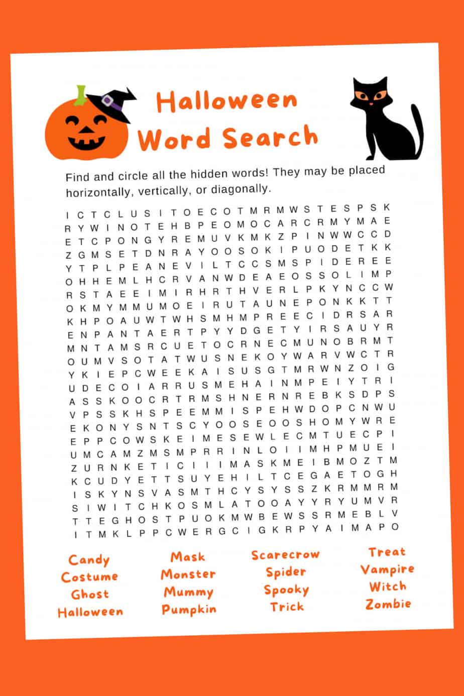 Halloween Word Search Printable 