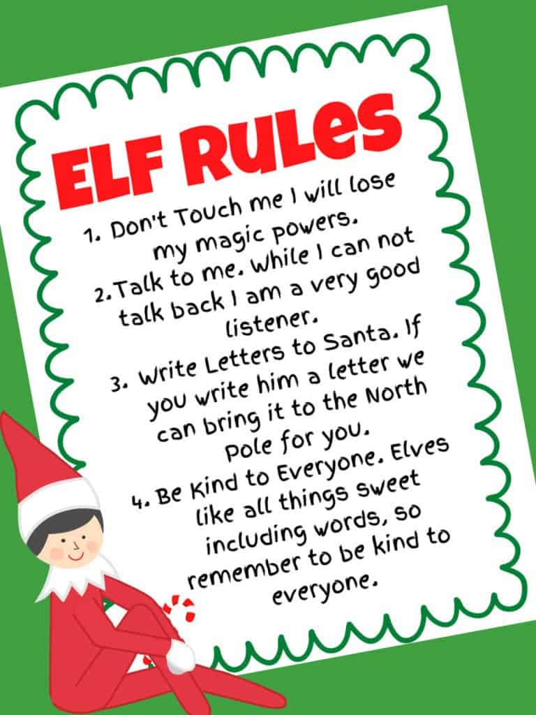 Elf on the Shelf rules for kids printable
