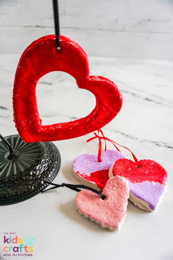 Salt Dough Hearts Ornaments for Valentine's Day
