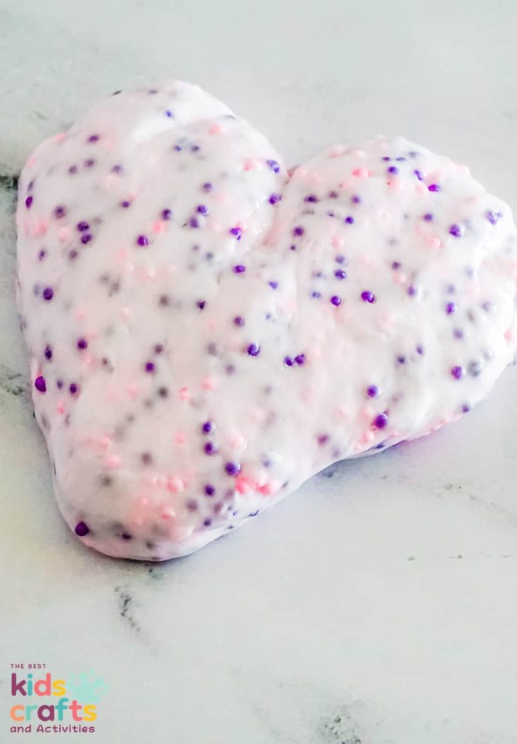 Valentine's Day Floam Slime shaped into a heart
