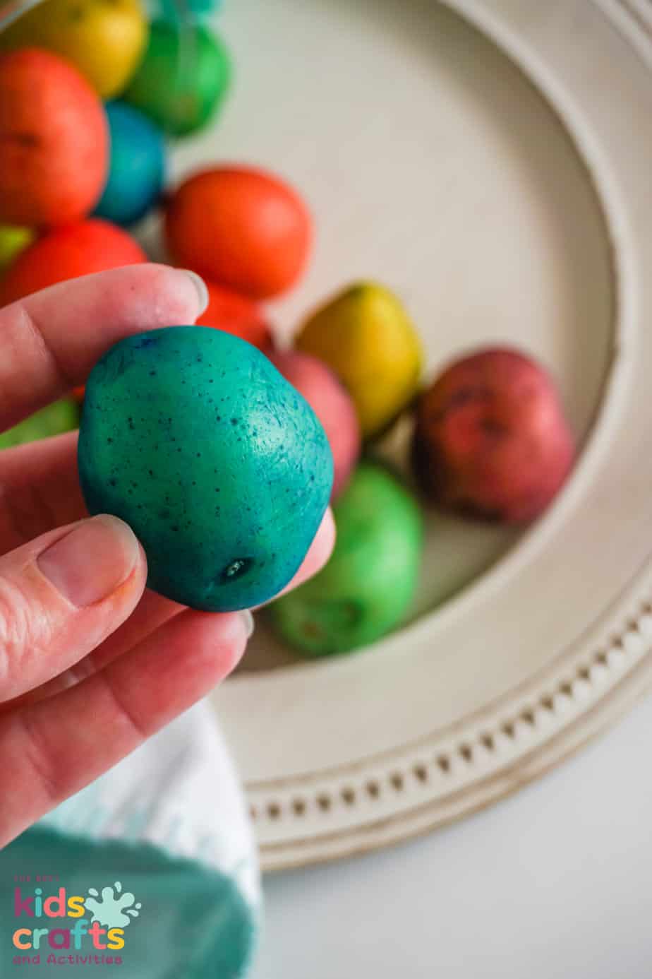 Easter egg dyed potatoes