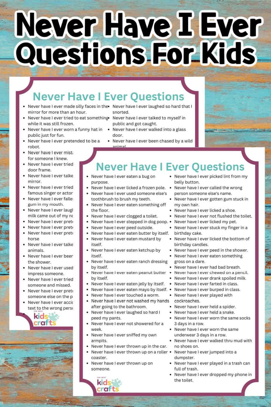 never have i ever questions for kids printable