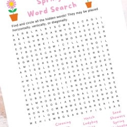 spring word search for kids
