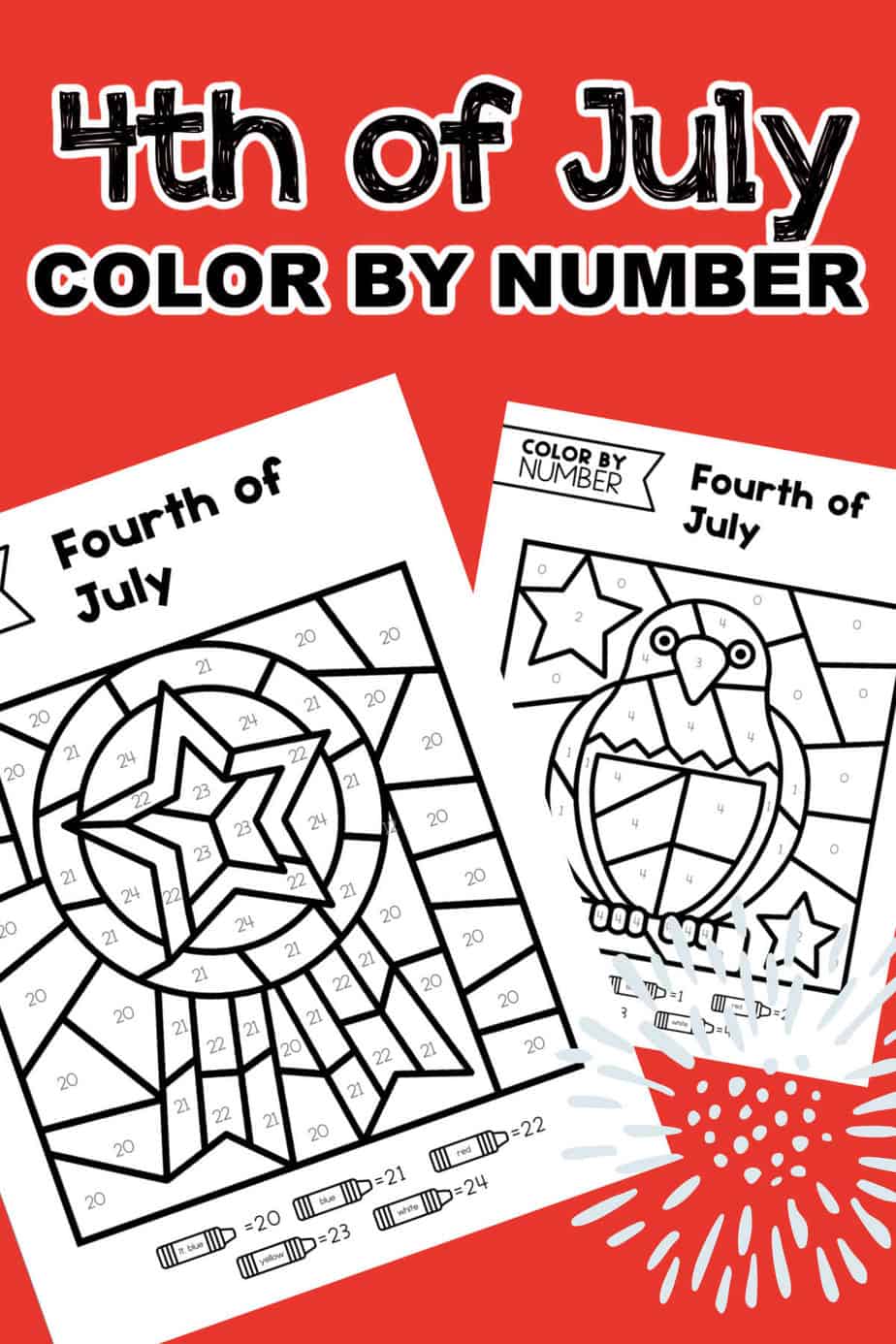 4th of july color by number printable 