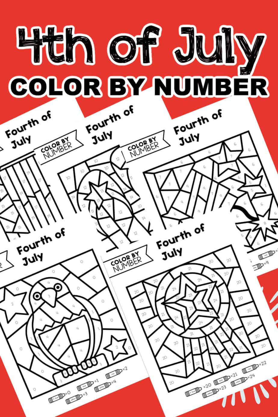 4th of july color by number printable 