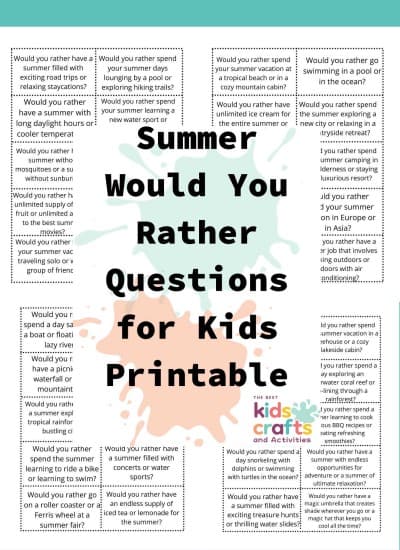 summer would you rather questions for kids