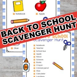 Back to school scavenger hunt printable