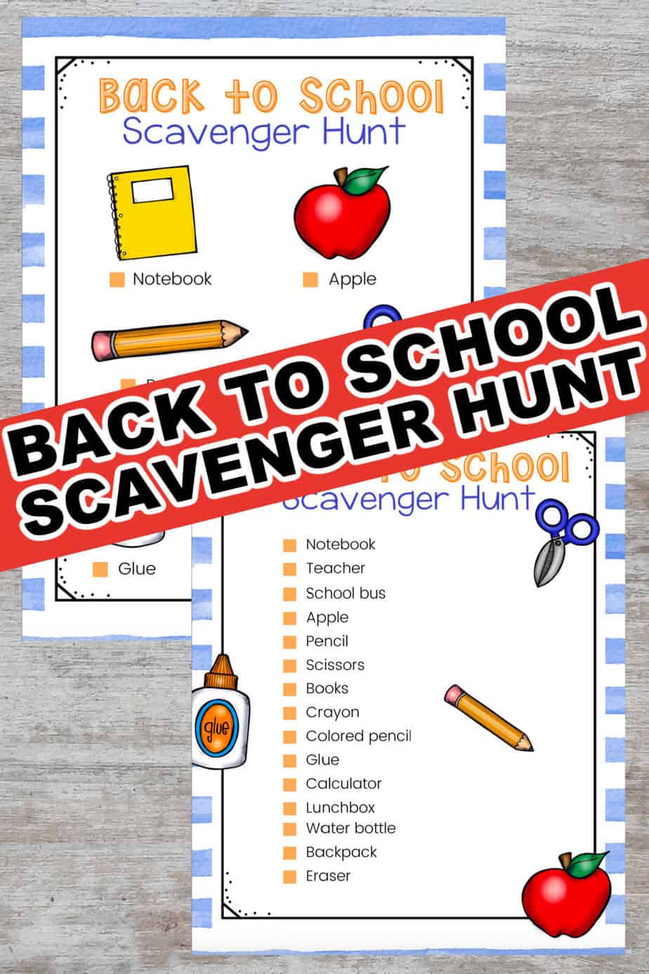 Back to school scavenger hunt printable