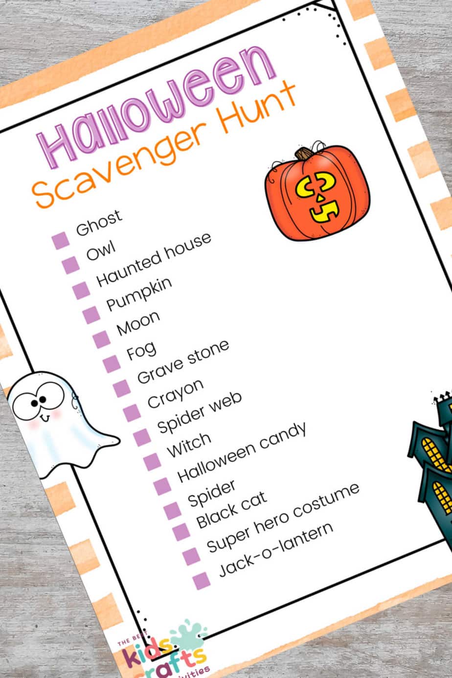 Halloween scavenger hunt list printable 